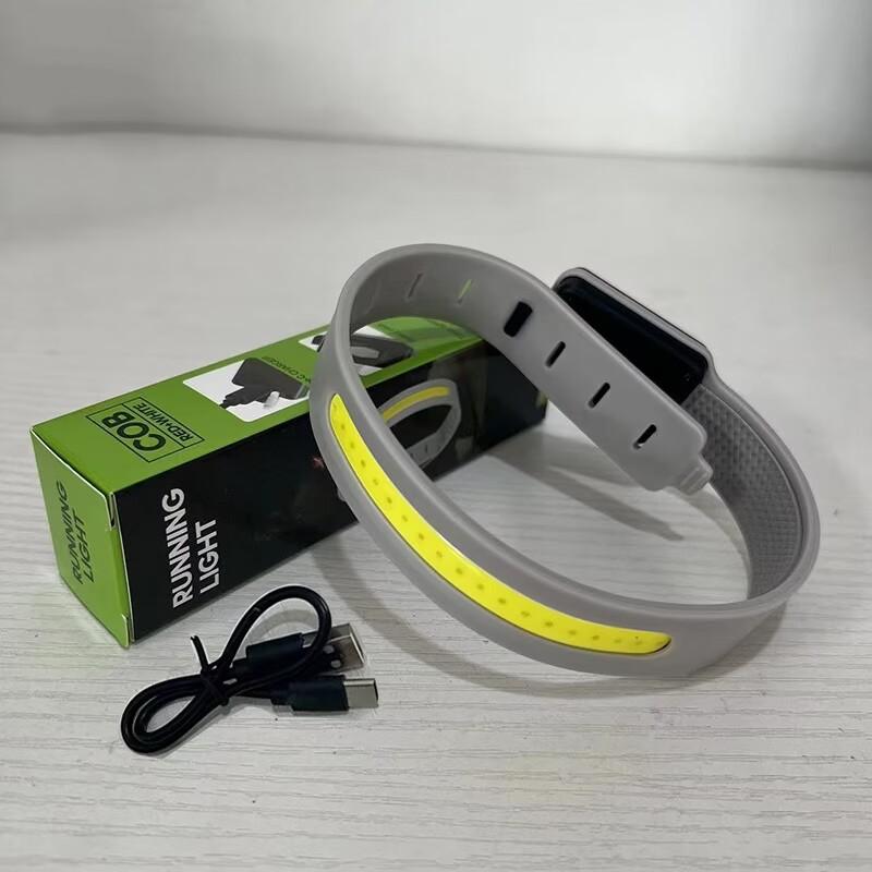 

COB Night Running Cycling Flashlight Strong Light Outdoor Charging Ultra-lightweight Mini Wrist Light Running Backpack Light сірий колір