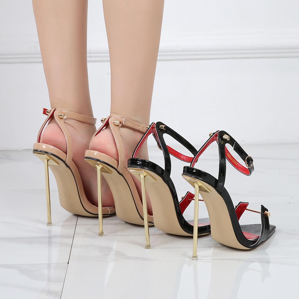 12cm Nuevos Zapatos de Salón Metálicos para Mujer con Tacón Fino de Aguja y Punta Fina, Calzado Poco Profundo de Talla Grande Para Espectáculo en Escenario Cosplay Sesión de Fotos WZ-A13-80