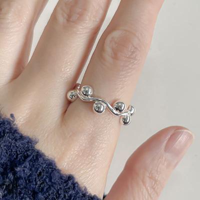 SOSOO 925 Silber Punkt Wellen Ring