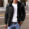 Men Winter Coat Zipper Fleece Solid Color Thick Turn-down Collar Keep Warm Casual Plus Size Long Sleeves Retro Outdoor Coat for Motocycling