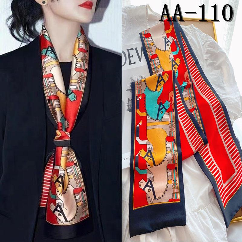 New Small Long Silk Scarf Women Tie Bag Headband Horse Printing Hairband Scarves Korean Style Neckerchief Ribbon Luxury Brand