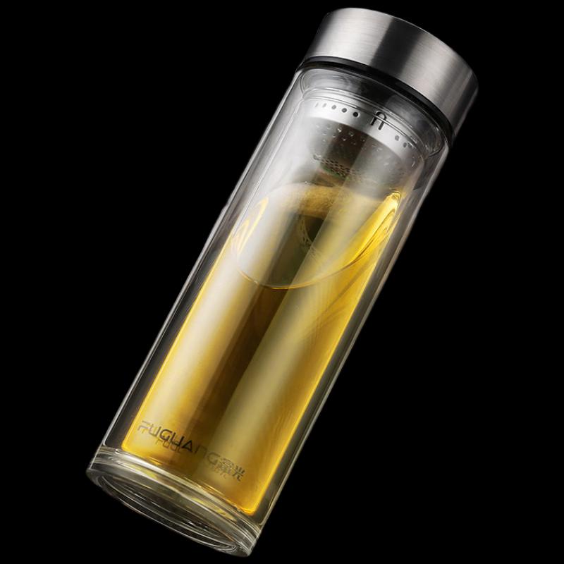 FUGUANG Double-Wall Insulated Glass Tea Tumbler