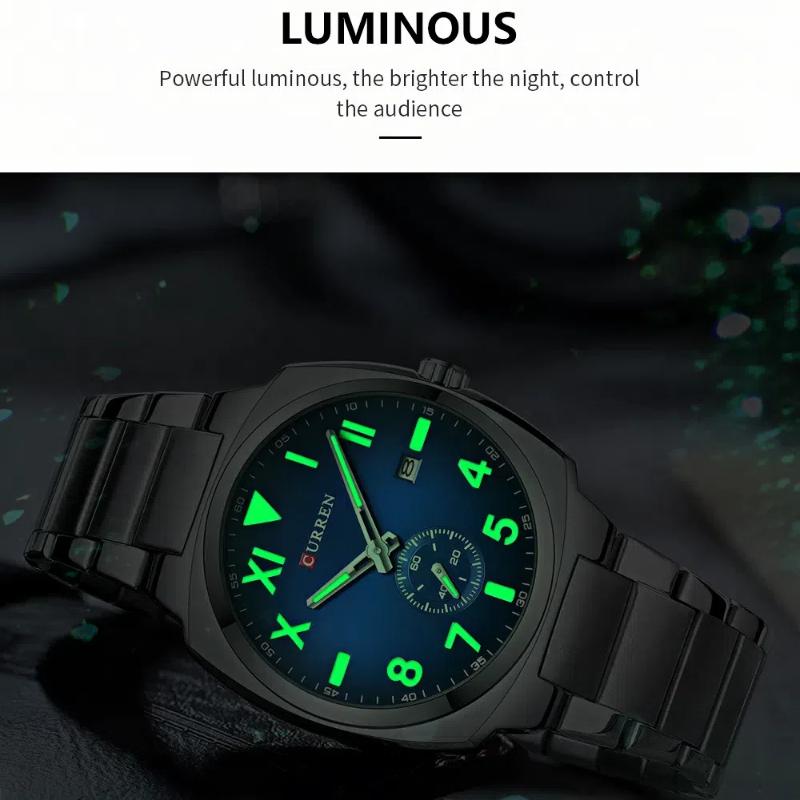 CURREN Waterproof Luminous Men's Calendar Watch Men's Stainless Steel Business Quartz Watch