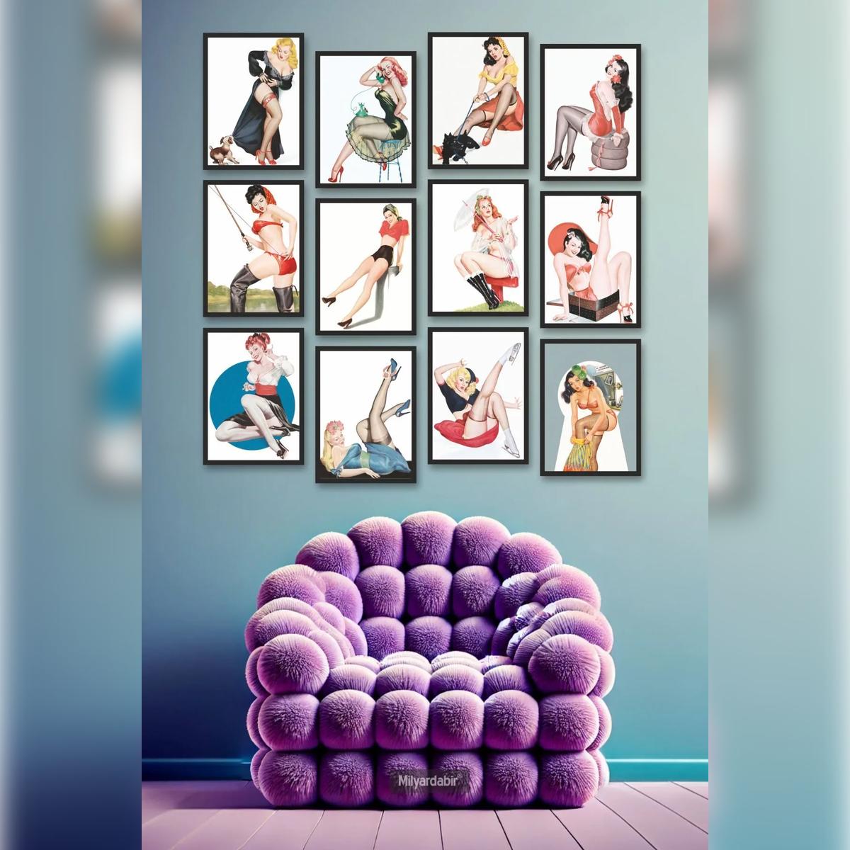 

Add Elegance and Energy to Your Home with a 12-Piece Vintage Pin-Up Girl Poster Set