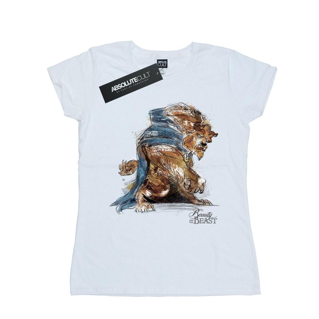 Disney Womens/Ladies Beauty And The Beast Beast Sketch Cotton T-Shirt