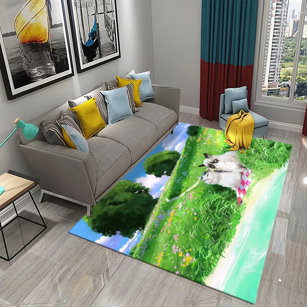 Funny Painting Carpet Cute Animal Mat for Kitchen Living Room Balcony Bedroom Bathroom Entrance Non-slip Floor Mat Home Decor