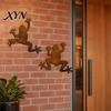 Wooden Door Iron Decor 2Pcs Metal Gecko Frog Wall Art, Rustic Lizard for Outdoor Garden, Anti-rust Patio & Yard, Distressed Finish Animal Hanging