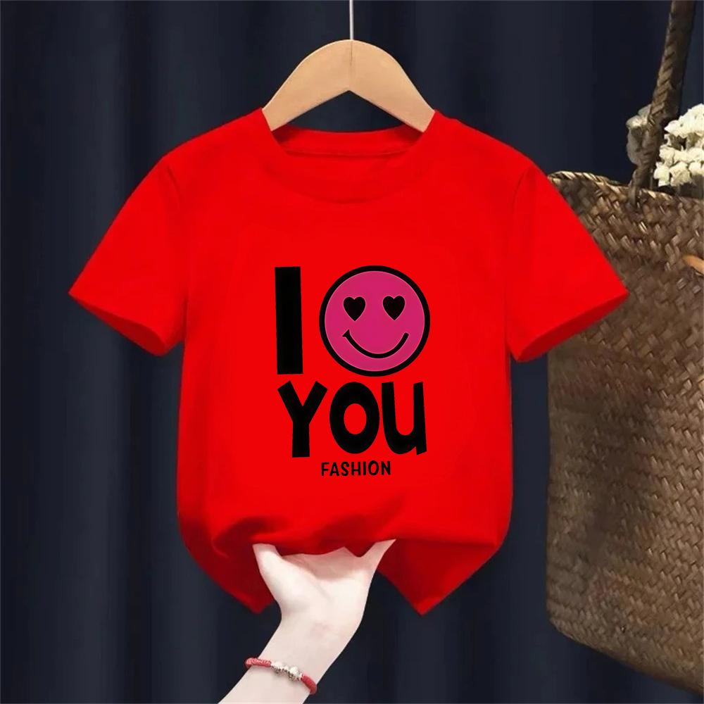 Kids Chic Letter Love You Printing Basic Tshirt Summer Fashion 100 Cotton Oneck Short Sleeve Top Tee 100