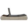 Vidaxl Double Sun Lounger With Cushions, Light Grey, Poly Rattan