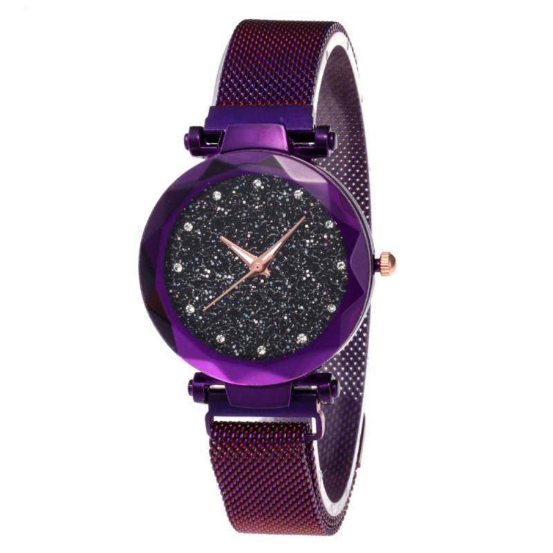 Ladies' Top Brand Star Watch Mesh Magnet Starry Sky Quartz Watch Ladies Magnet Strap Watch Round Dial Magnet Strap Buckle Watch