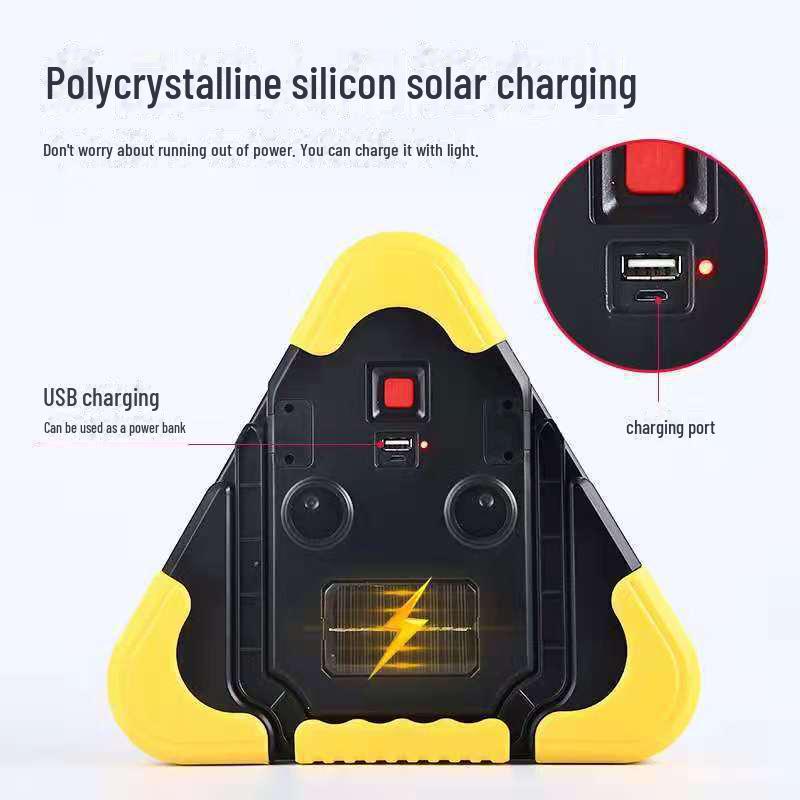 Solar-Powered LED Warning & Emergency Work Light with USB Charging and Tripod