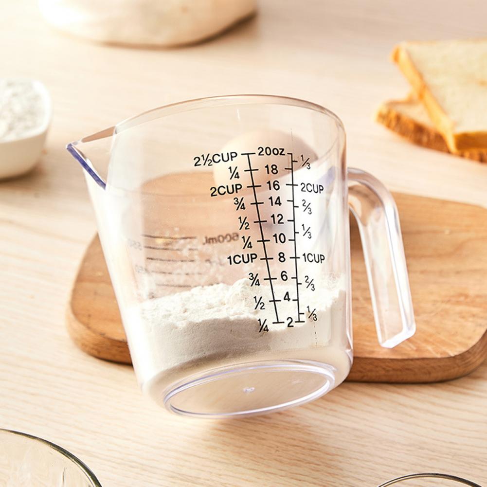 300/600/1000ml Measuring Cup Transparent Heat Resisting Plastic Milk Water Scale Measuring Jar Microwave Tool for Baking