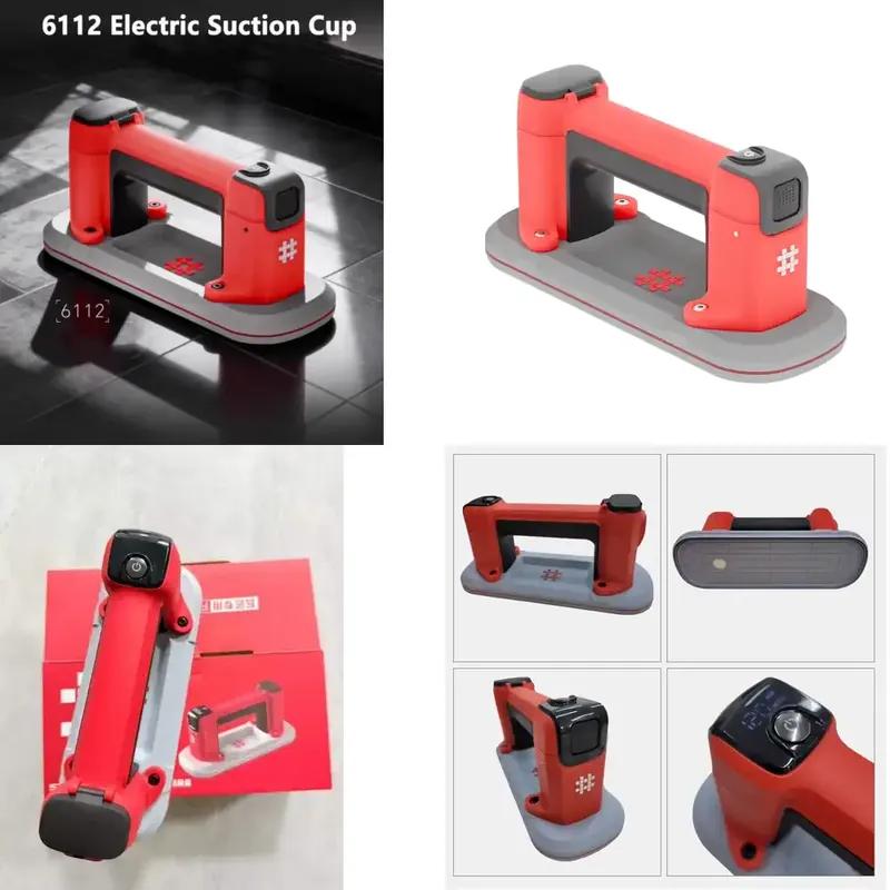 3.7V Shijing 6112 Narrow Strip Electric Suction Cup 100KGS Vertical Suction, 90x240mm Rubber, Auto Air Pump & Digital Display