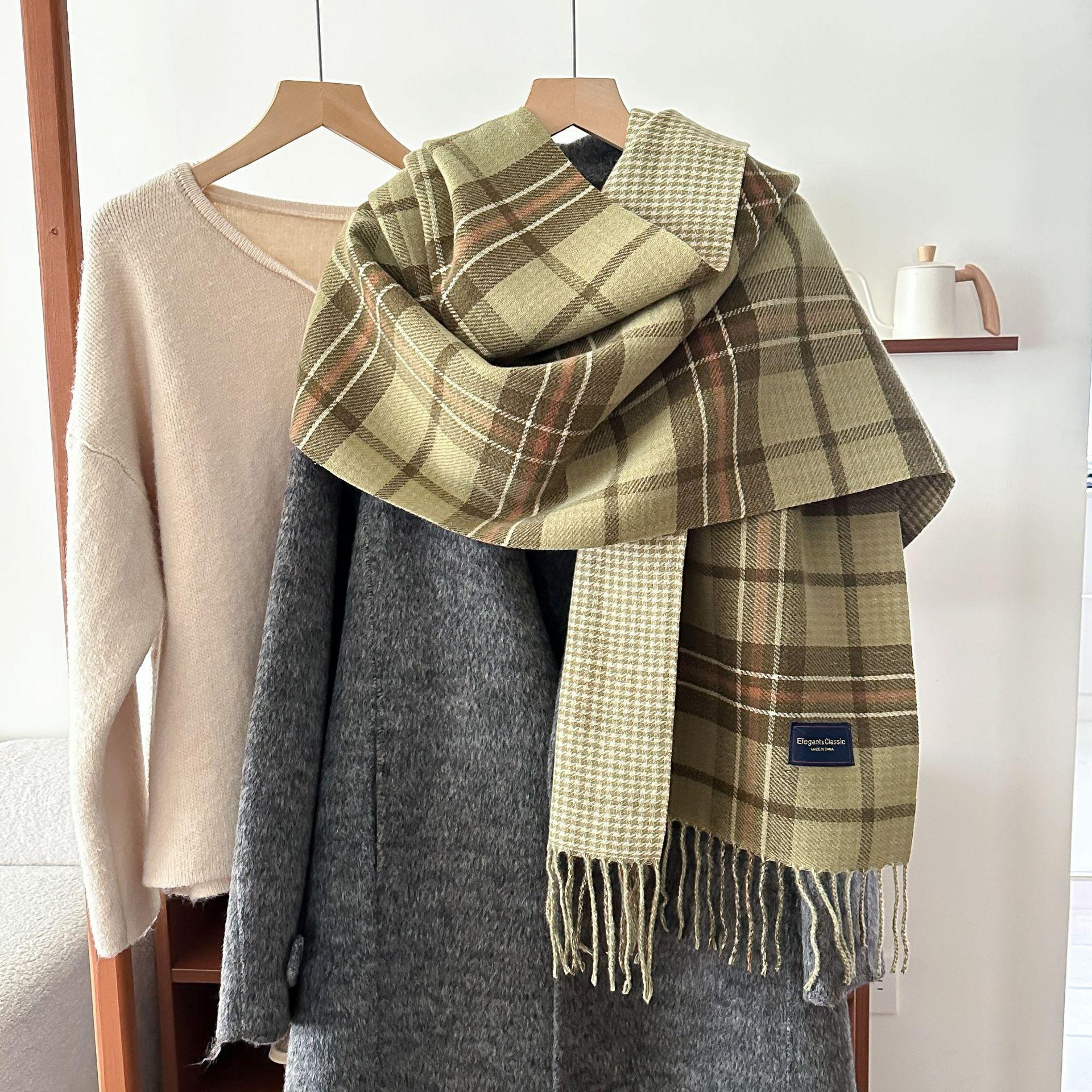 

Осень и Зима Новый Универсальный Шарф в Корейском Стиле для Женщин Утолщенный Плетеный Толстый Бахрома Теплый Шарф Имитация Кашемира Шаль 54*205CM