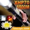 Bright Spotlight Long Range LED Flashlight Type-C Charging Strong Light Lamp Torch Waterproof Zoom Outdoor Lantern