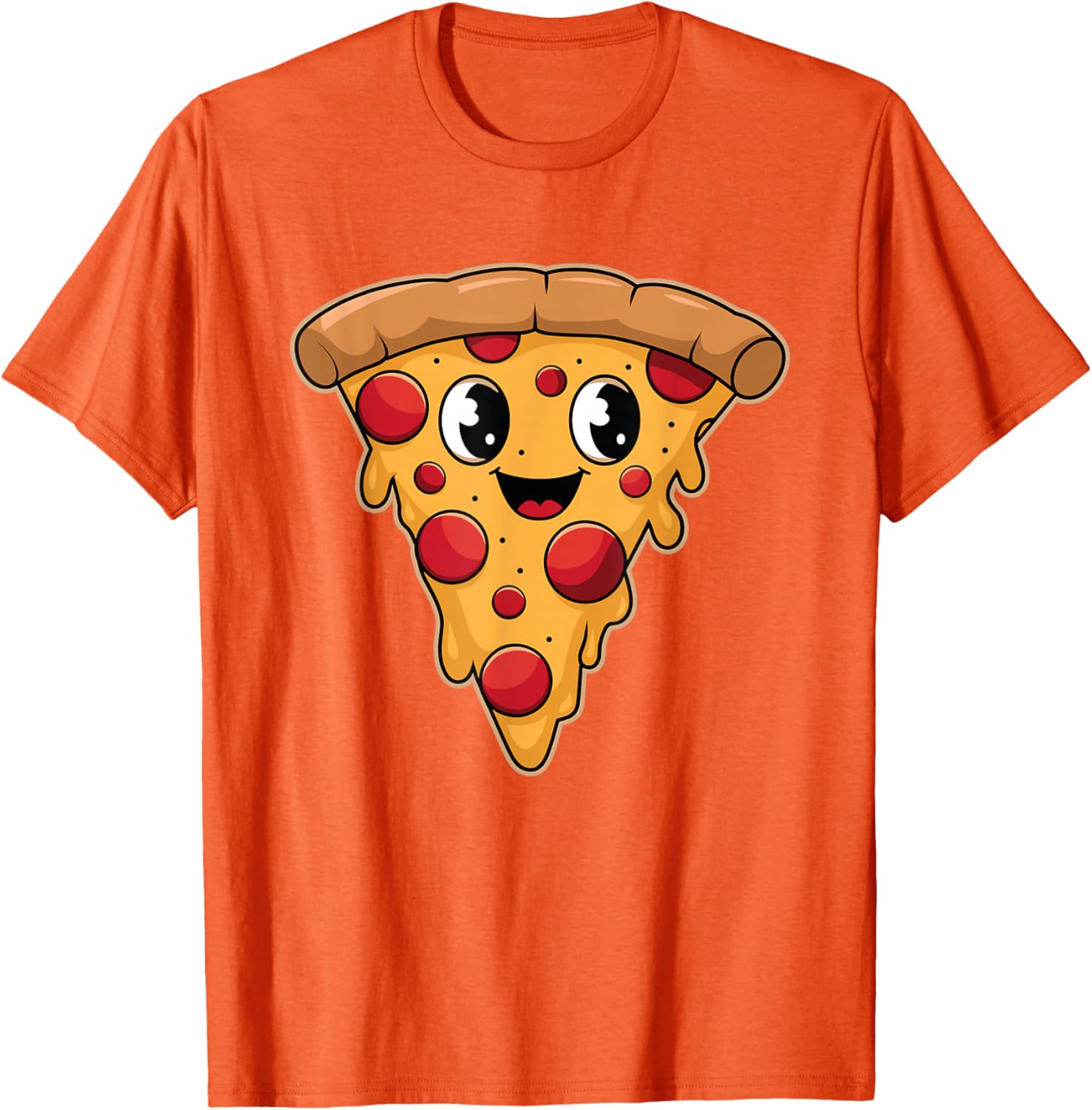 Cute Kawaii Pizza Slice Graphic Tee Funny Food Lovers Cartoon Print T-Shirt Casual Cotton 4XL