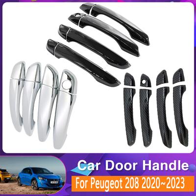 Car Door Handle Cover Trim For Peugeot 208 P21 2022 2023 Scratch Proof Set Chromium Styling Exterior Parts