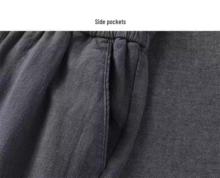 Men's Lightweight Cotton Linen Straight-Leg Sports Pants - Summer Versatile Style for Teens and Adults