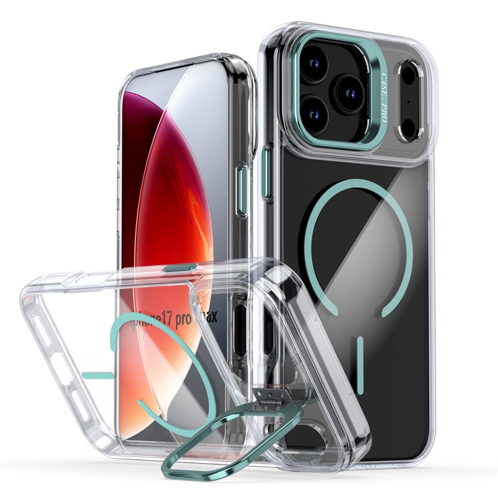 Original For Magsafe Invisible Lens Stand Holder Phone Case For iPhone 17 Pro Max Air 14 15 16 Plus 13 12 11 Clear Acrylic Cover