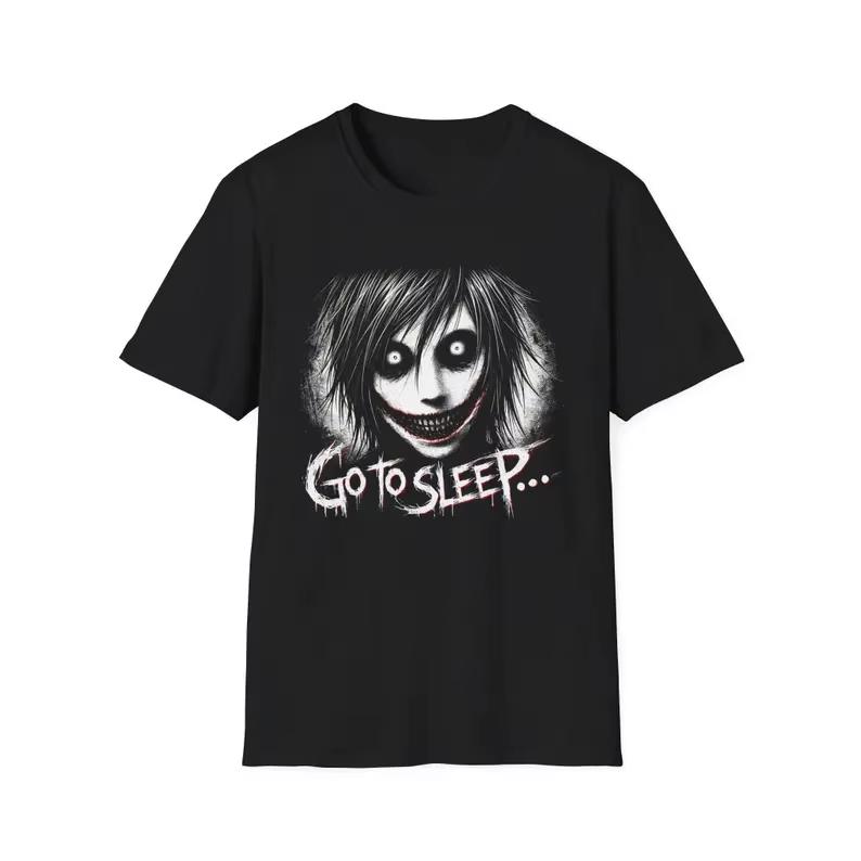 2026 New Hot Selling Unisex Street Tee Jeff The Killer Creepypasta Horror Meme Y2k Internetcore Short Sleeve Casual Tops