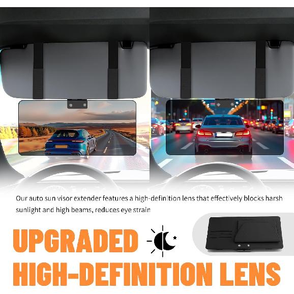 Anti-Glare Sun Visor Extender for Car,2026 New Car Visor Extender Sun Blocker with Magnetic Eyeglass Holder Card Holder,Universal Automotive Suns