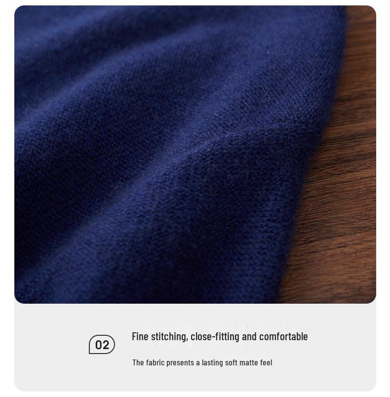2025 Men's Autumn/Winter Color Block Cashmere Knit Jacquard Sweater - Loose Long Sleeve Base Layer