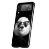 Mode Tiere Pferd Hirsch Riesenpanda Handyhülle für Samsung Galaxy Z Flip 3 4 5 Schwarz Faltbare Handyhülle Hart Schutzhülle