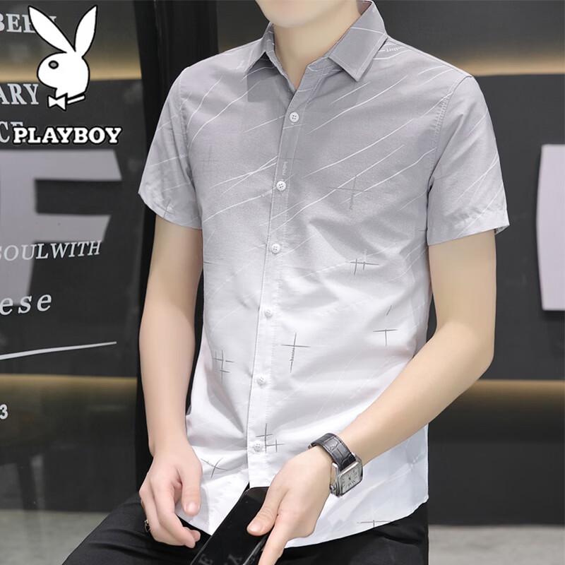 

PLAYBOY Men s Ice-Feel Wrinkle-Resistant Short-Sleeve Shirt M