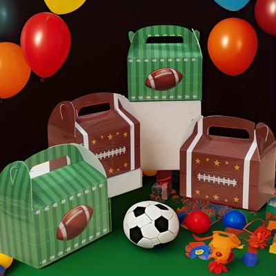 4pcs/set,2 Styles,football Gift Box,American Soccer Basketball Game Decorations,party Gift Candy Box,white Cardboard Handheld Gift Carton
