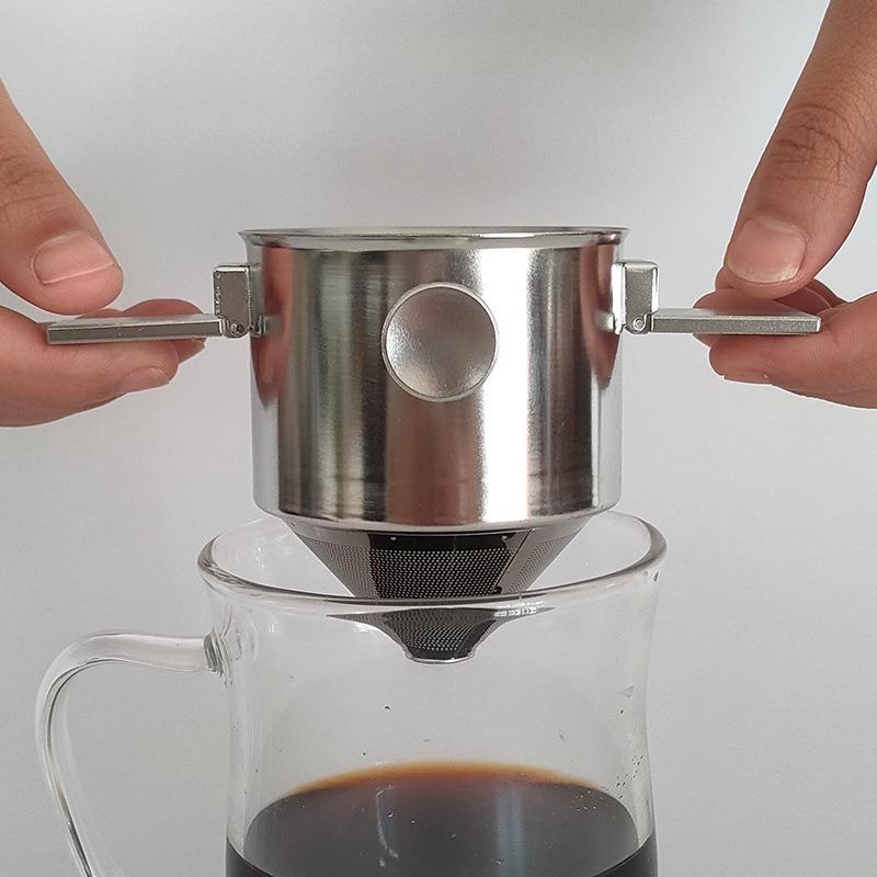 Stainless Steel Small Angel Coffee Drip Filter Foldable Portable Hand-held Hanging Ear Filter Cup Extraction Filter Mesh Dripper