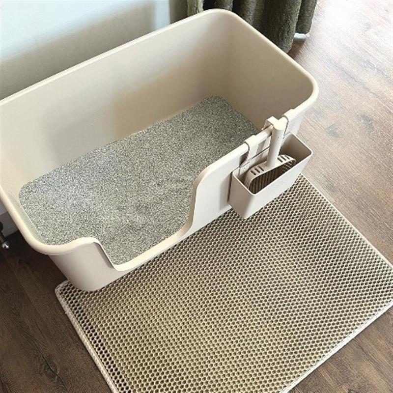 

Litter Box Oversized Open Semi-Enclosed Anti-Splash Pad Muppet Oversized Bason Cat Toilet Pet Supplies Green grass [43.5*36.5*22cm (cat litter shovel)]]
