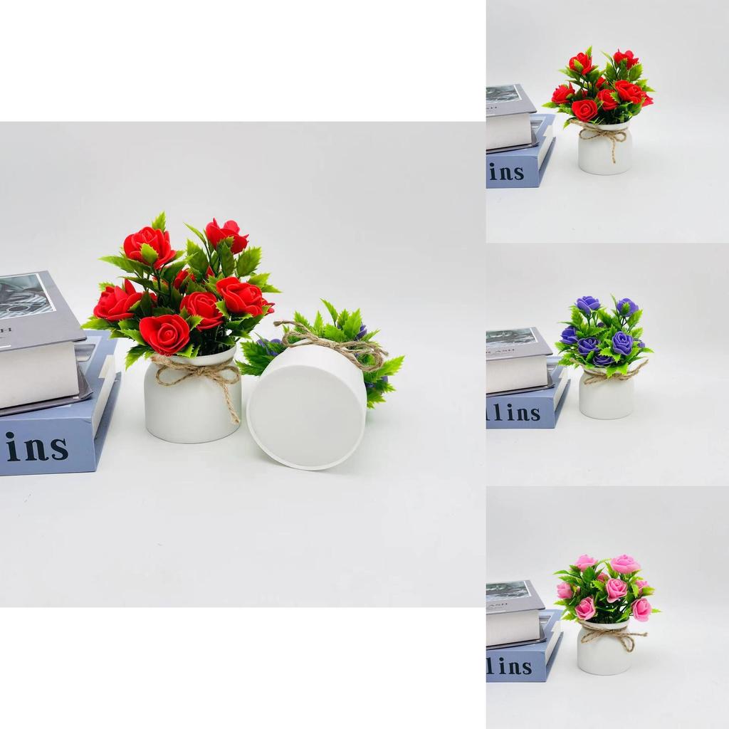 Foam Rose Artificial Potted Plant With Butterfly Accent For Indoor Decoration And Photography Use