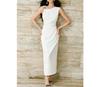 Pre-Sale Micro-Elastic Twill Dress with Metal Inlay and Asymmetric Ruched Waist