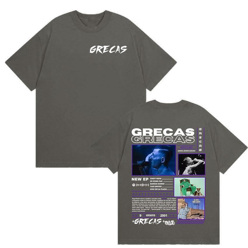 Rapper Grecas Tour 2026 Album Merch Tshirts Men Clothing Fashion Oversized Tshirt Casual Hot Sale Short Sleeve Tees Streetwear