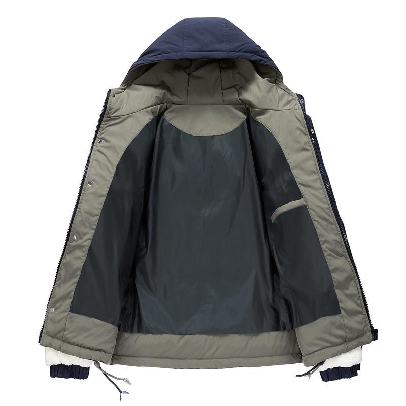 Lamb wool jacket for men and women in winter windproof velvet thickened cotton-padded clothing for couples thickened high-quality cotton clothing