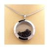 Stones and Minerals. Raw Black Diamond Necklace. 25 Mm Medallion Model. Color Silver.