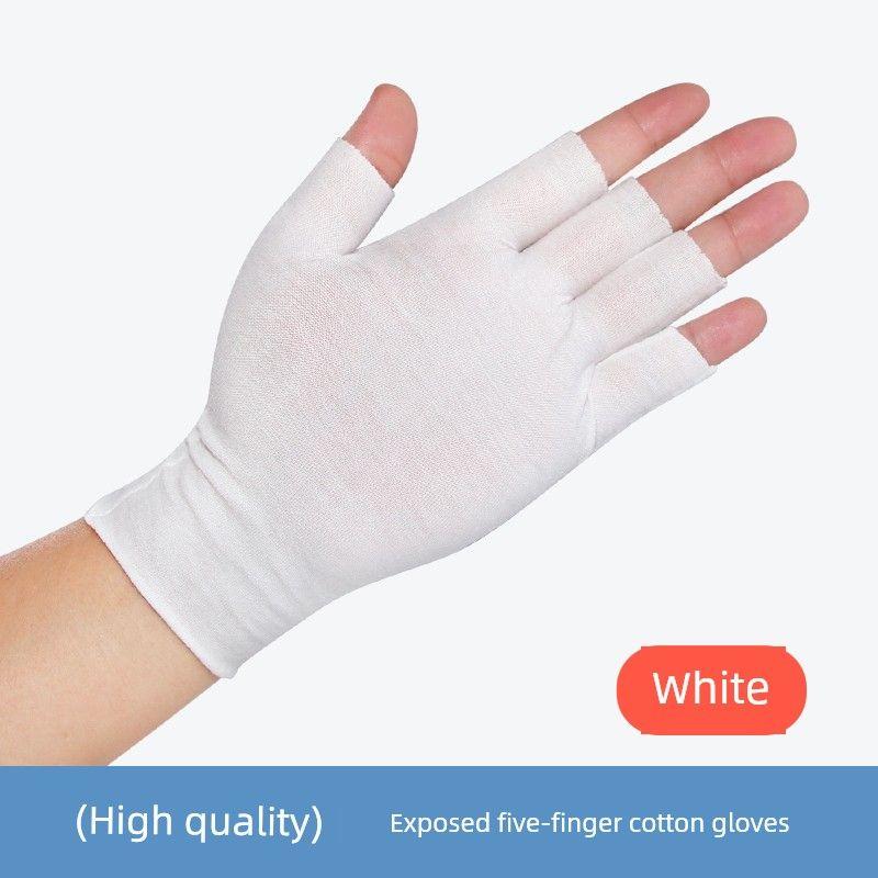 

Gray Gloves Finger Exposed Sun-Proof and Breathable Elastic Touch Screen Work Packing Thin Men and Women Half Finger Missing Five Finger [6 pairs] leak five fingers cotton White One size