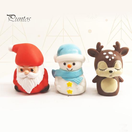Decorative Figures for Christmas Vinyl Figurines, Cute Santa Claus Snowman Reindeer Mini Statue, Childlike Party Favors Small Holiday Desktop