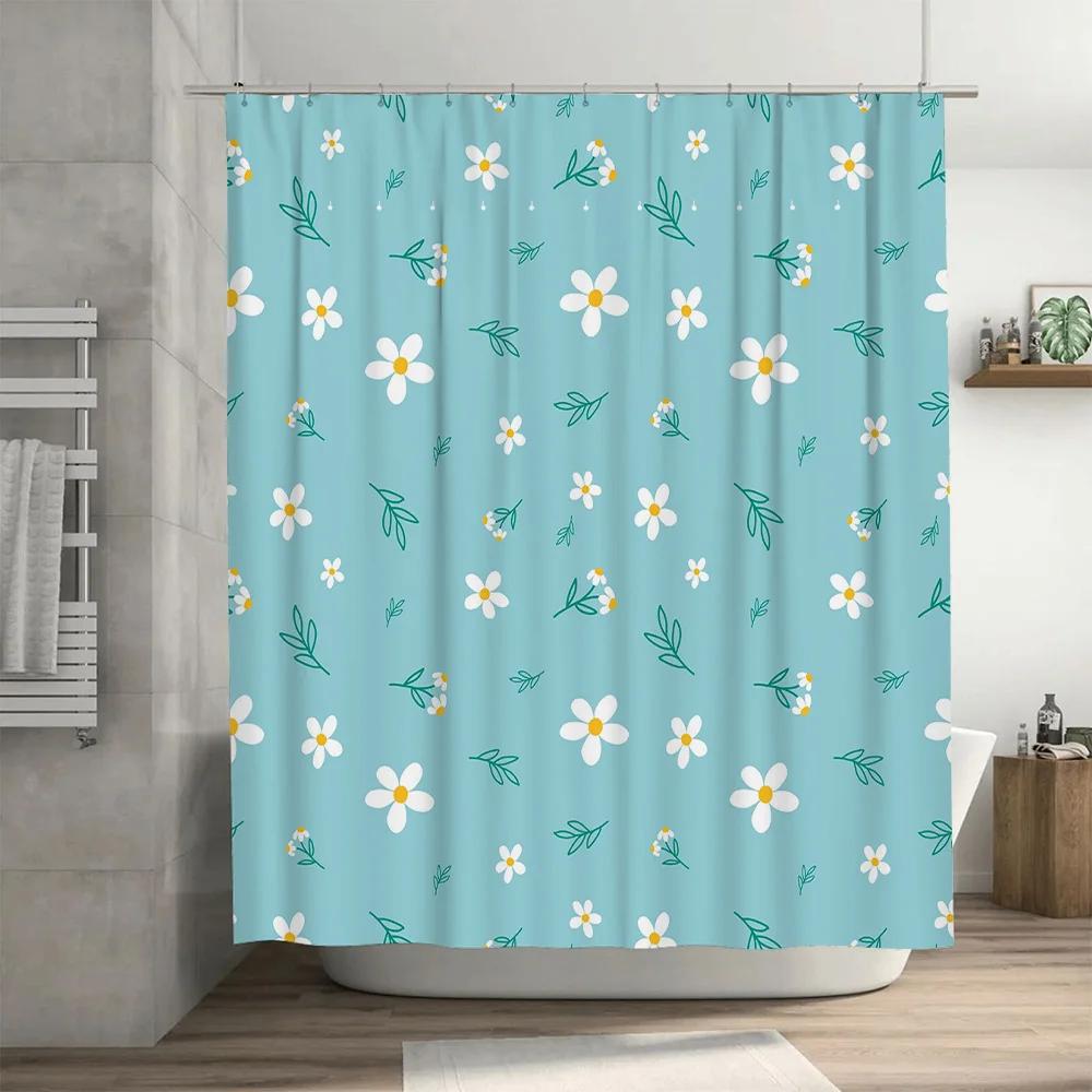 Delightful Daisy Shower Curtain Blue Floral Design for Bathroom Decor Modern Home Decor Item Perfect Gift For Her