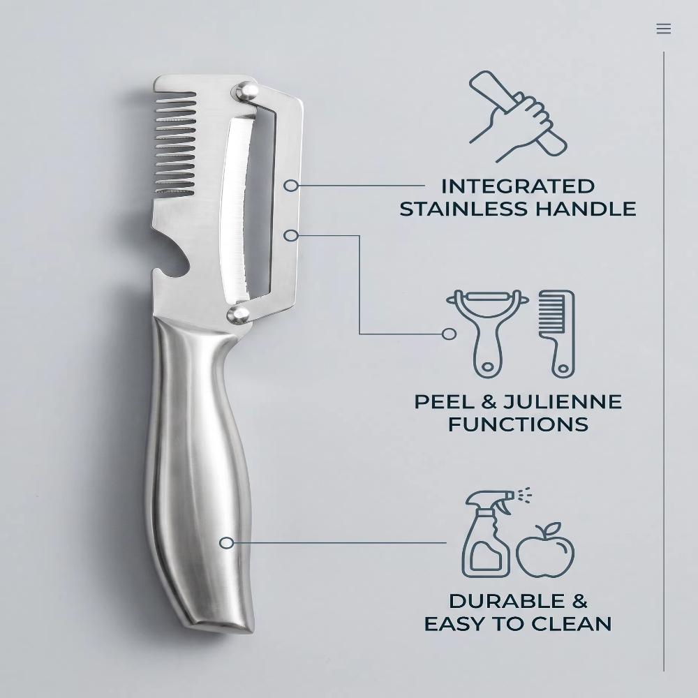 Stainless Steel Edge Peeler Potato Peeler Multifunctional Grater Kitchen Tool for Peeling Sugarcane, Lettuce, And Pumpkin
