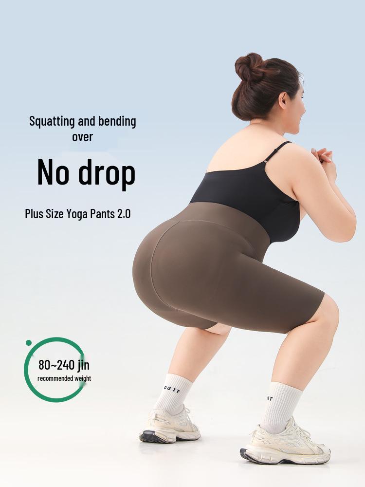 Women's Plus Size Shark Pants - Summer Fitness Cycling Yoga Shorts, Non-Dropping Crotch, 200 Jin, Fat MM.