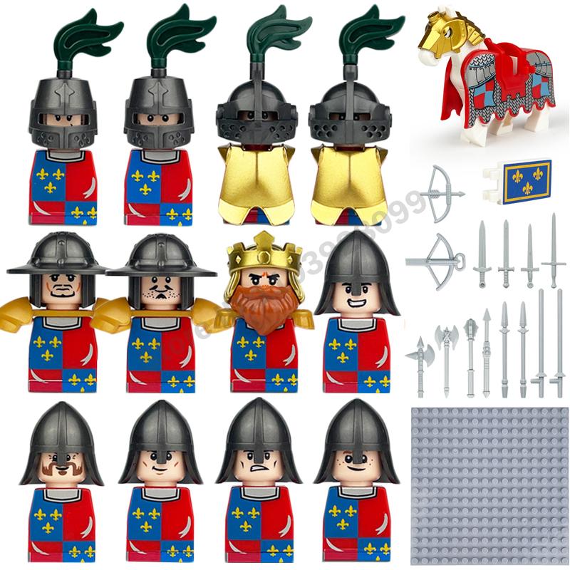 Medieval Military Building Blocks Roman Officer Soldier Knight Imperial Army Head Of State Elf Hunter Lion King War Horse Brick