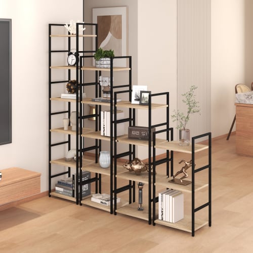 XINYF Stylish Slim Open Shelving Unit/Bookshelf (Oak, 40cm W X 30cm D X 176cm H)
