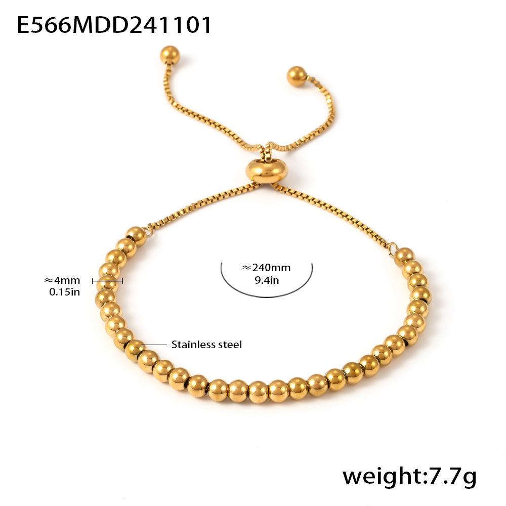 Qiong Yao Luxurious 4mm Stainless Steel Bead Bracelet for Women – Versatile and Elegant Design
