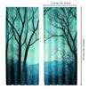2pcs Forest Woodland Curtains with Summer Foliage Trees & Sun Rays Design, Scenic Polyester Window Drapes for Living Room & Bedr