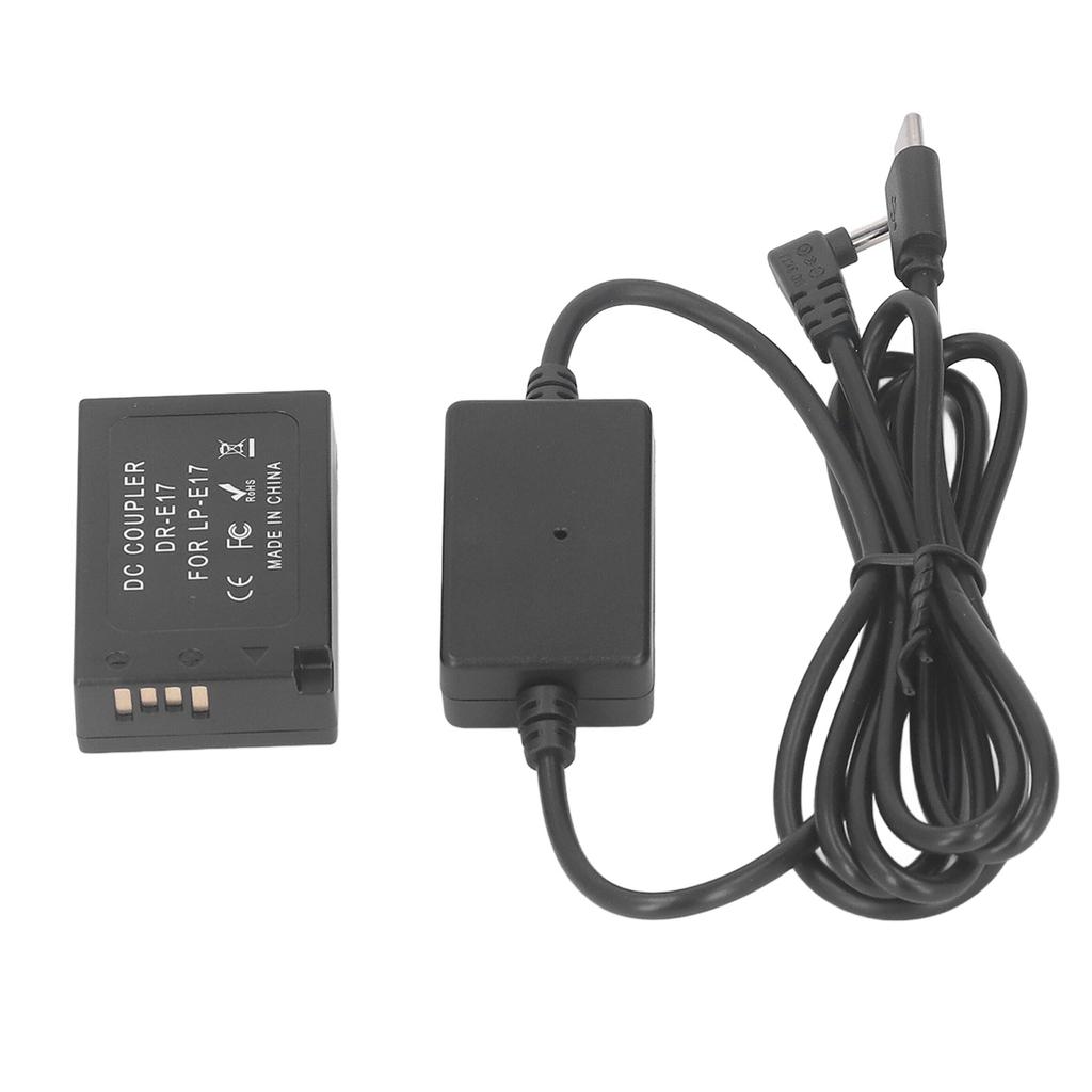 LP E17 Dummy Battery DR E17 DC Coupler with Type C Power Adapter Camera Dummy Battery for 760D 750D 77D 800D 850D M3 M5