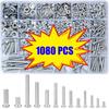 1080pcs Screws Bolts and Nuts Assortment Kit, Metric Machine Screws and Nuts and Flat Washers, M3/M4/M5/M6