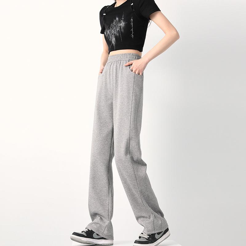 

Женские спортивные брюки с высокой посадкой прямые весенне-осенние тонкие новые свободные повседневные брюки широкие спортивные брюки XL