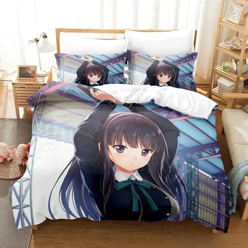 Lycoris Recoil Bedding Set Single Twin Full Queen King Size Bed Set Adult Kid Bedroom Duvet cover Sets 3D Anime Bed Sheet Set