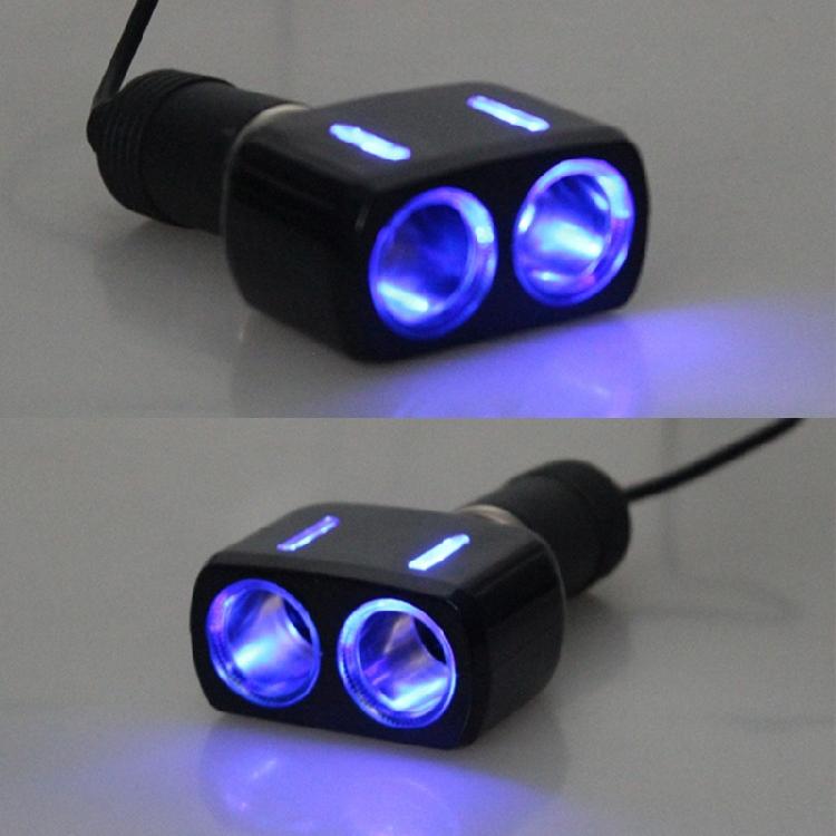 12V-24V Car Power Lighter Socket Charging Splitter Adapter with LED Light for Mobile Phones Driving Recorder